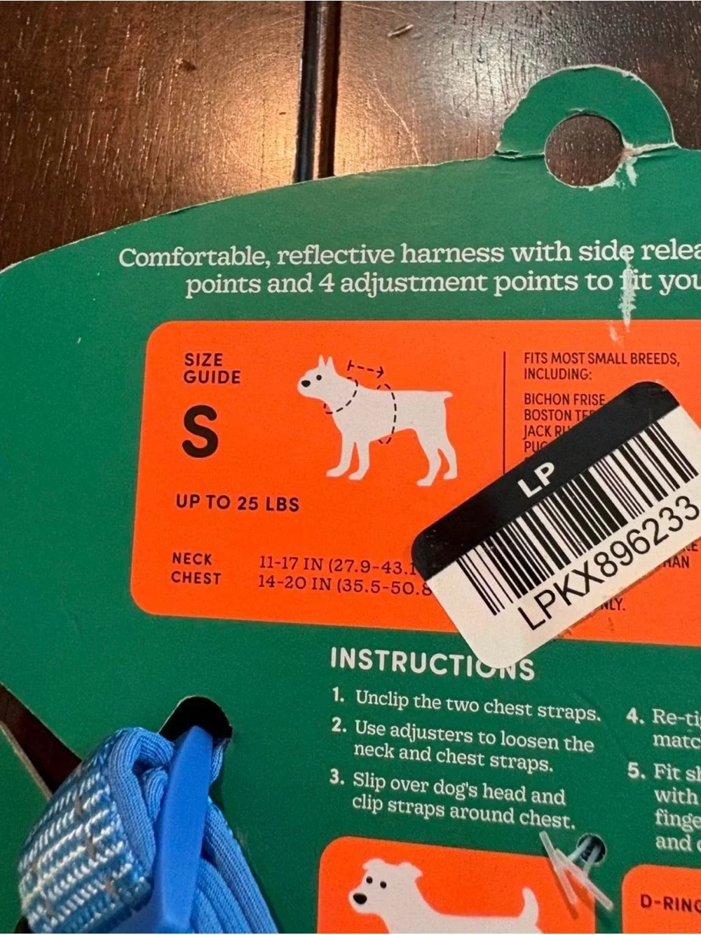 Blue Boots & Barkley dog harness in size S